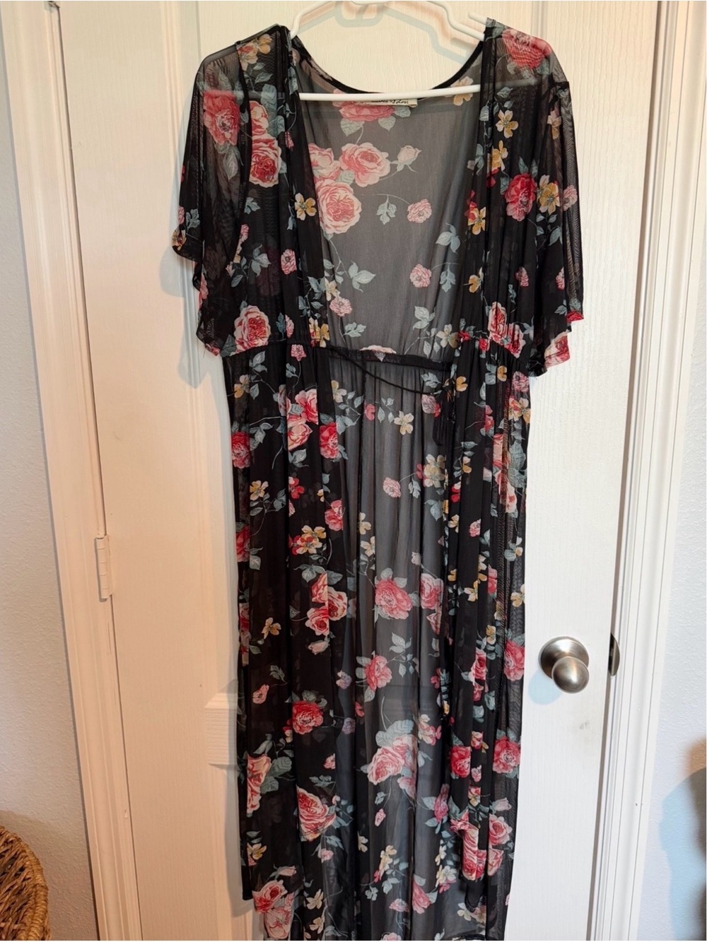Sheer Black Floral kimono
